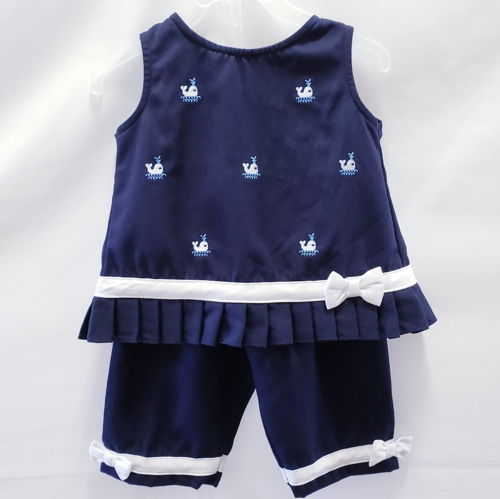 💕Rare Editions navy blue/white set-18 Mths